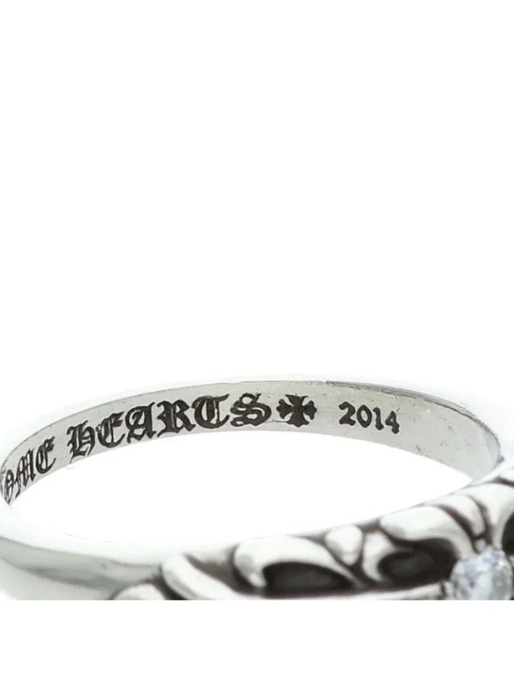 Chrome Hearts Baby Clsc P D Classic Floral Cross Pave Diamond Silver Ring